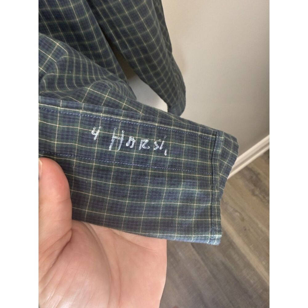 Y2K Nautica Men's Green and Navy Plaid Long Sleeve Button Down Size XL - Picture 15 of 15